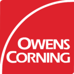 Owens Corning logo with black text on a red background, featuring a black curved line in the top right corner—a symbol you can trust for Roofing Florida and the BEST ROOFING SERVICES IN FLORIDA by Skyview Roofing.